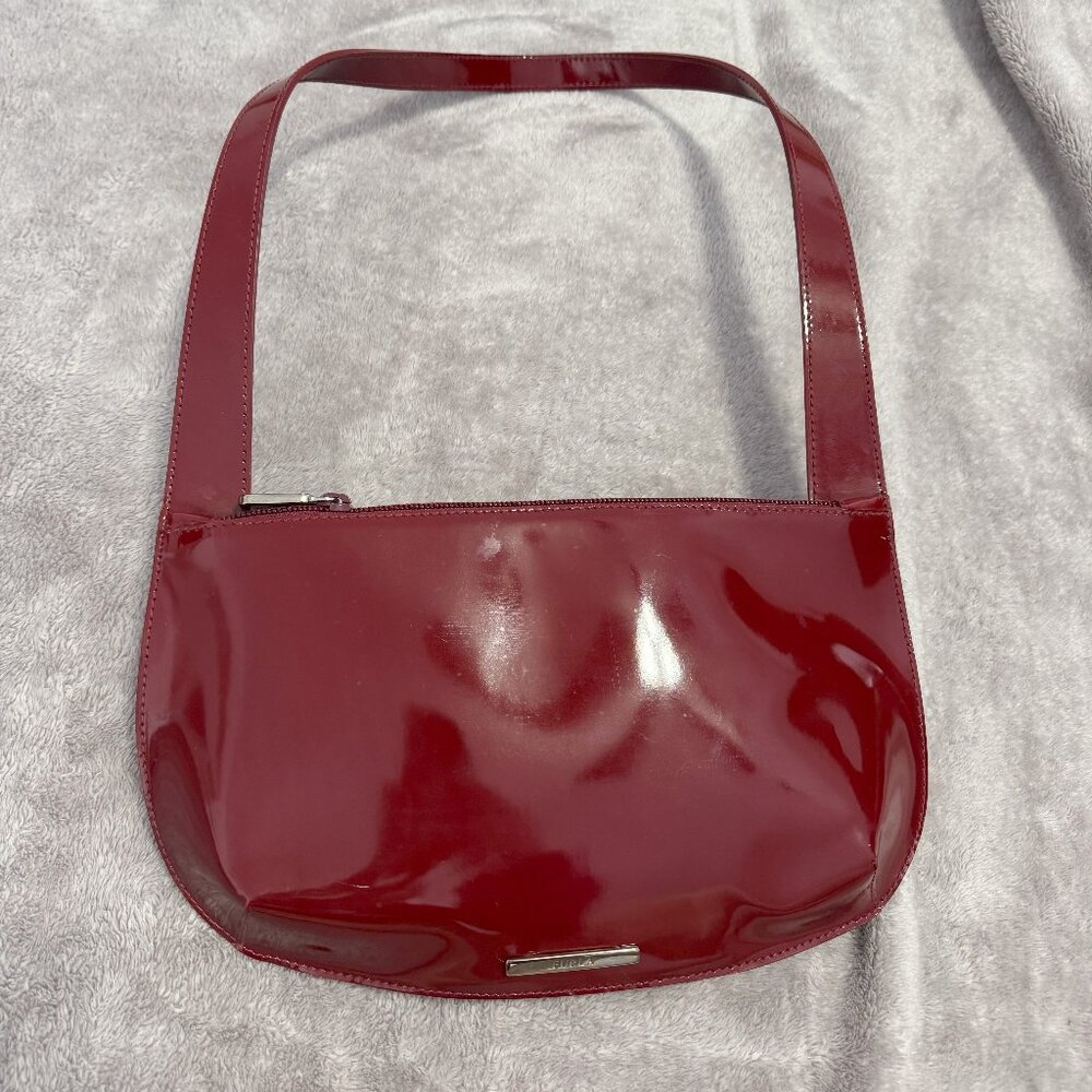 Furla Small Patent Leather Red Shoulder Purse